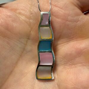 Sterling Silver 925 Italy Pastel Mosaic Staircase Pendant